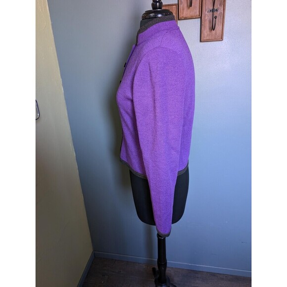 Vintage Purple Wool Sweater Jacket By Donollie Looms - Picture 6 of 10